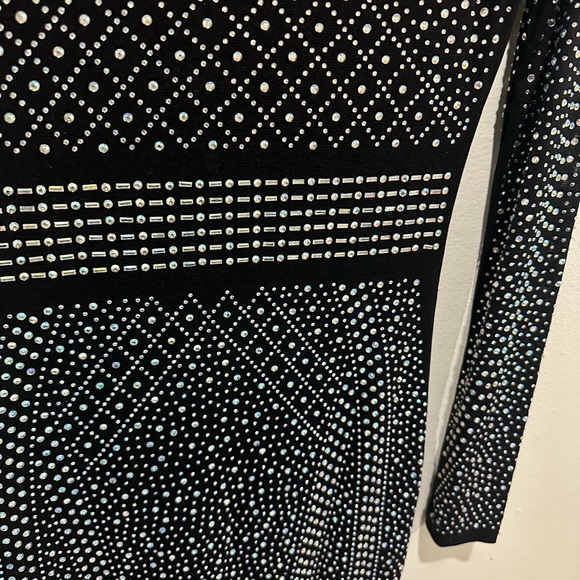Windsor Black and Silver Embellished Long Sleeve Bodycon Dress NWT - Picture 4 of 8